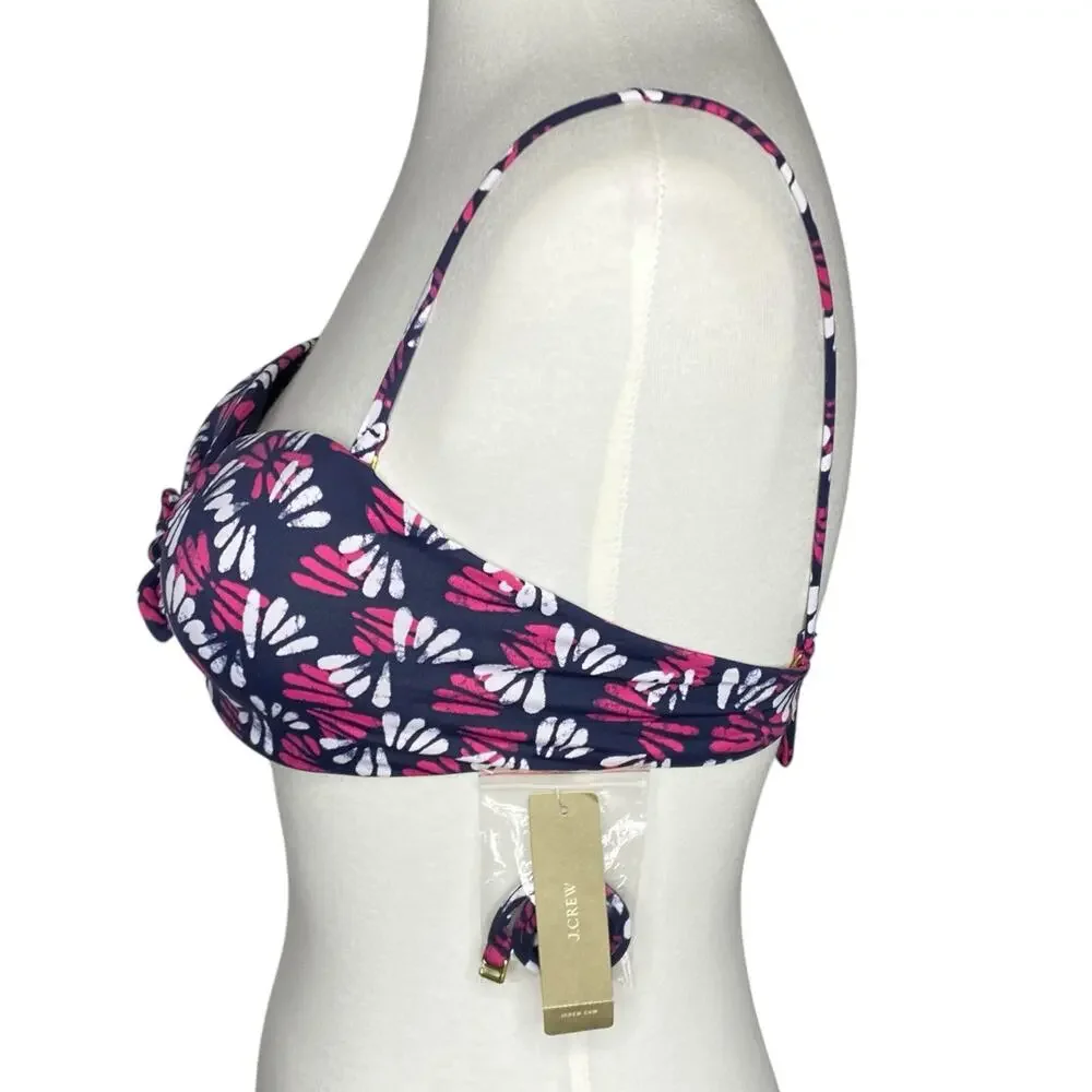 J. Crew Bikini Top Navy Convertible Underwire Geometric Fan Print 32D Small NWT - Picture 8 of 16